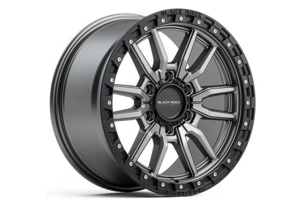 Black Rock Rambler Gunmetal Grey with Black Ring 17x9 6/139.7 (Each)