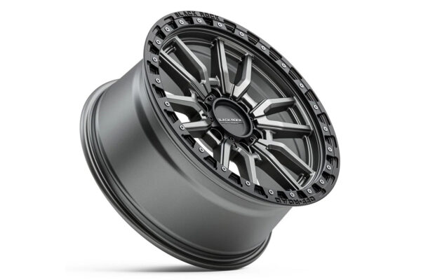 Black Rock Rambler Gunmetal Grey with Black Ring 17x9 6/139.7 (Each) - Image 2