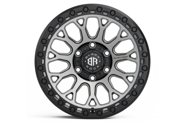 Black Rock Spider Gunmetal Grey with Black Ring 17x9 6/139.7 (Each) - Image 3