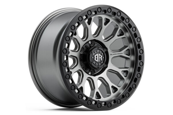 Black Rock Spider Gunmetal Grey with Black Ring 17x9 6/139.7 (Each)
