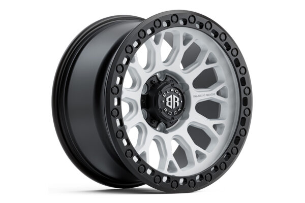 Black Rock Spider Satin White with Black Ring 17x9 6/139.7 (Each)